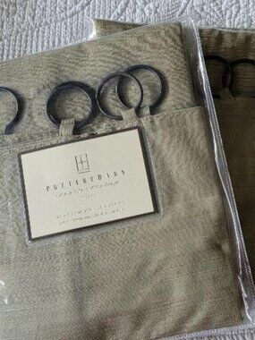 NIP Silk/Cotton Pottery Barn Sage Curtains